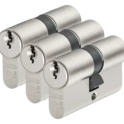 Abus Veiligheidscilinder E200 30/30 mm SKG** - met Boorbeveiliging - met Gevarenfunctie - 3 Sleutels - Set van 3
