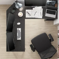 ACAZA Hoekbureau - Zwart - 2 Legplanken - 138x76x138 Cm - Industrieel