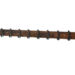 ACAZA - Lange Muur Kapstok - Vintage Bruin met Zwarte Haken - 88 cm Lang