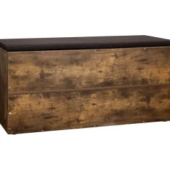 ACAZA Schoenenrek - Schoenenkast - Schoenenbank Met Zitkussen - Vintage Schoenenbank - Vintage Bruin