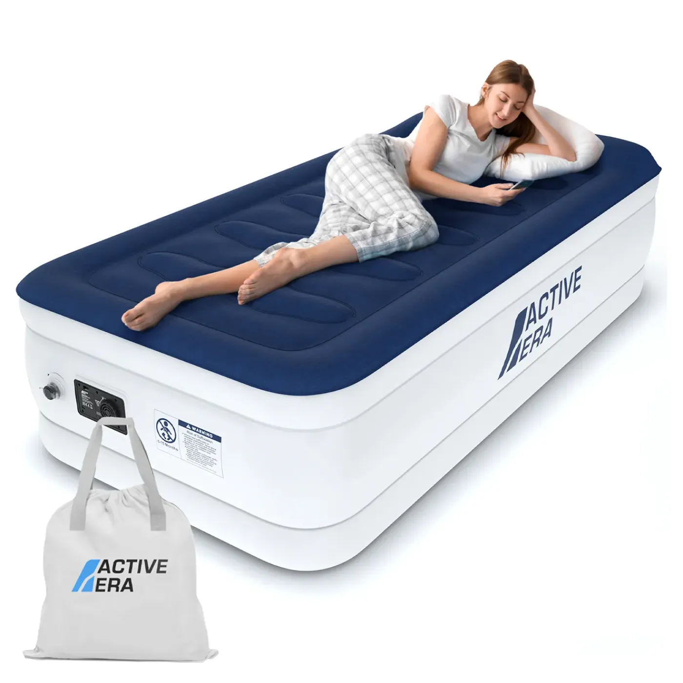 Active Era Luxe Eenpersoons Luchtbed - Navy Wit