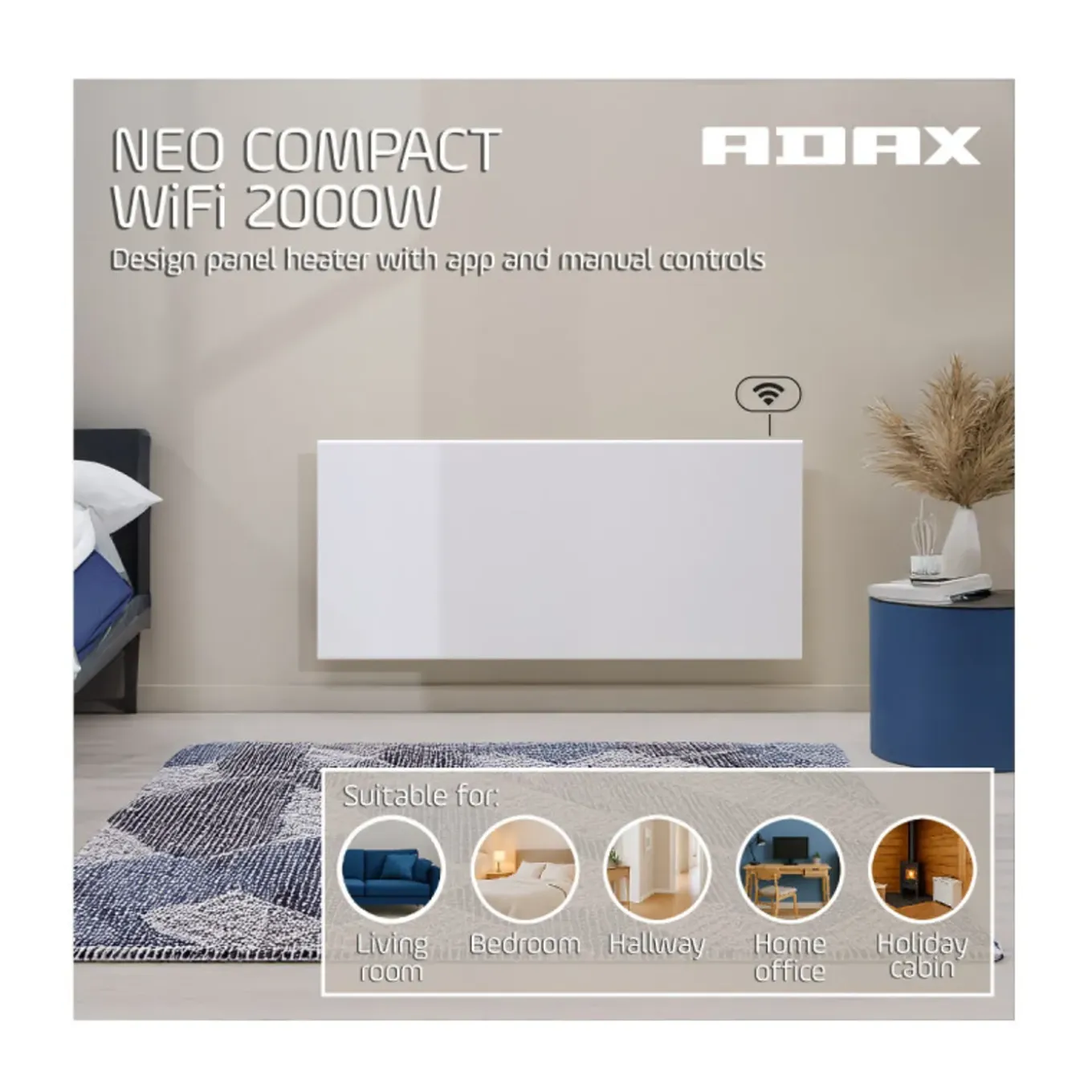 Adax Elektrische Kachel Neo Compact – Wifi – 2500w – Wit