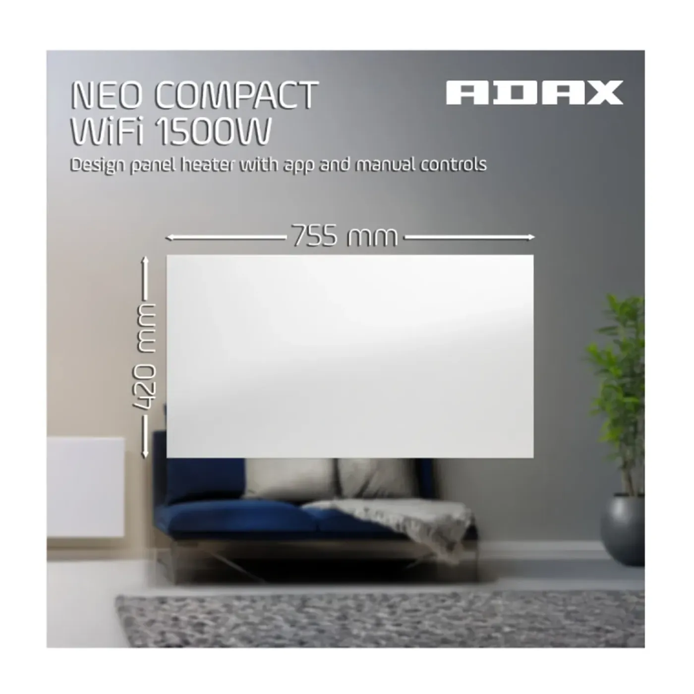 Adax Wi-fi Aangesloten Compacte Elektrische Radiator - Wit - 1500 W - Neo Compact 15 Kwt