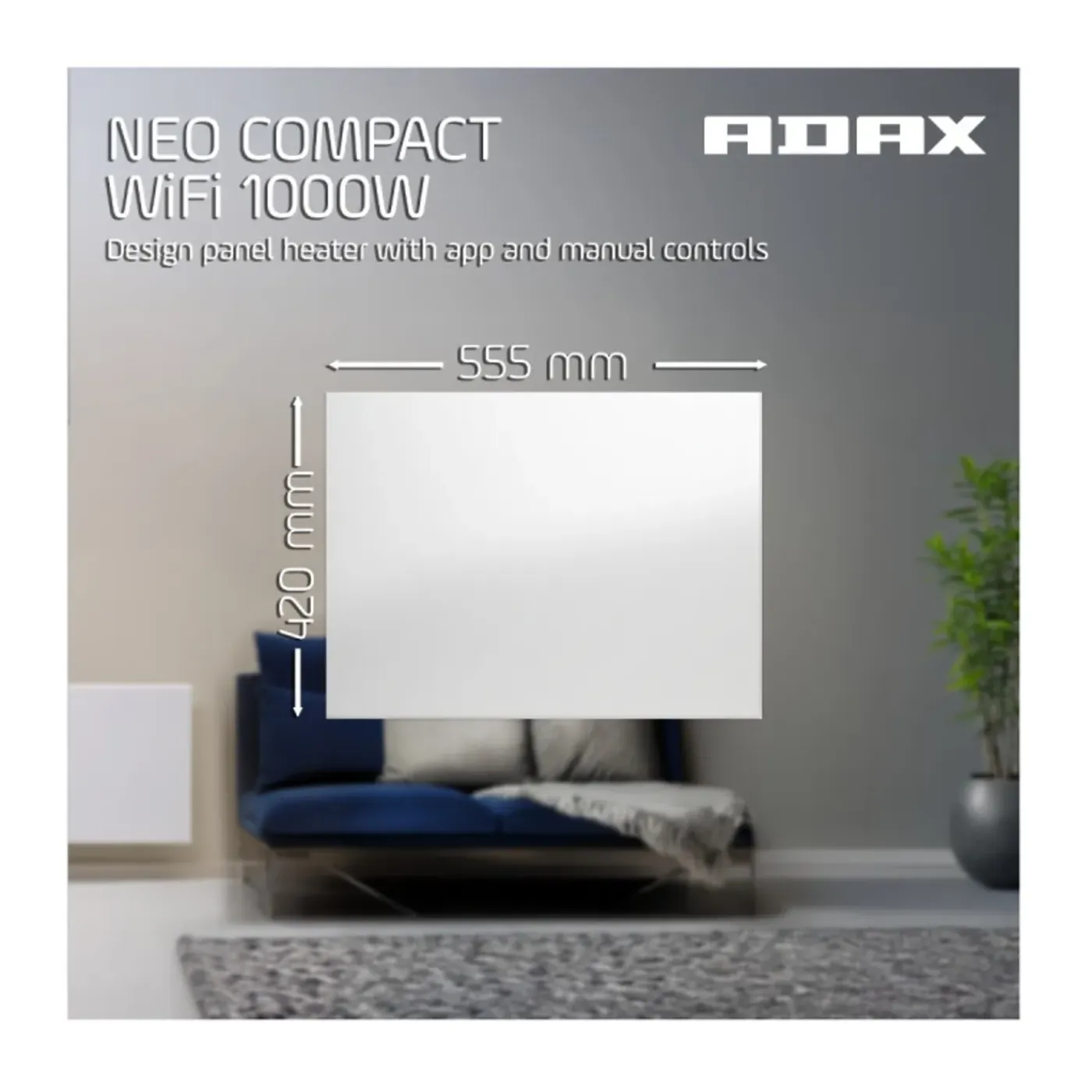 Adax Wi-fi Aangesloten Compacte Elektrische Radiator - Wit - 1000 W - Neo Compact 10 Kwt