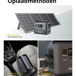 AFERIY - Draagbaar Elektrisch Station - 800w 512wh - Zwart - Lifepo4-batterij - 1 Uur Snelladen