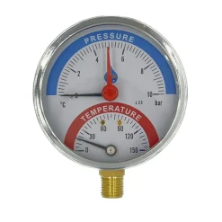 Aim 80mm 0-120C 0-4 BAR thermo drukmeter zijdelings G1/2