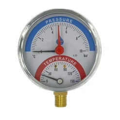 AIM 80mm 0-120C 0-6 BAR thermo drukmeter zijdelings G1/2