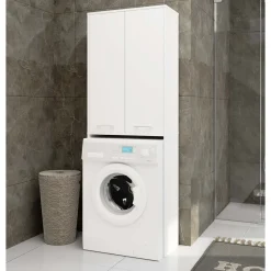 Akord -badkamerkast Voor Wasmachine 2 Deuren-wit-64x30x180
