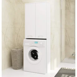 Akord -badkamerkast Voor Wasmachine 2 Deuren-wit-64x30x180