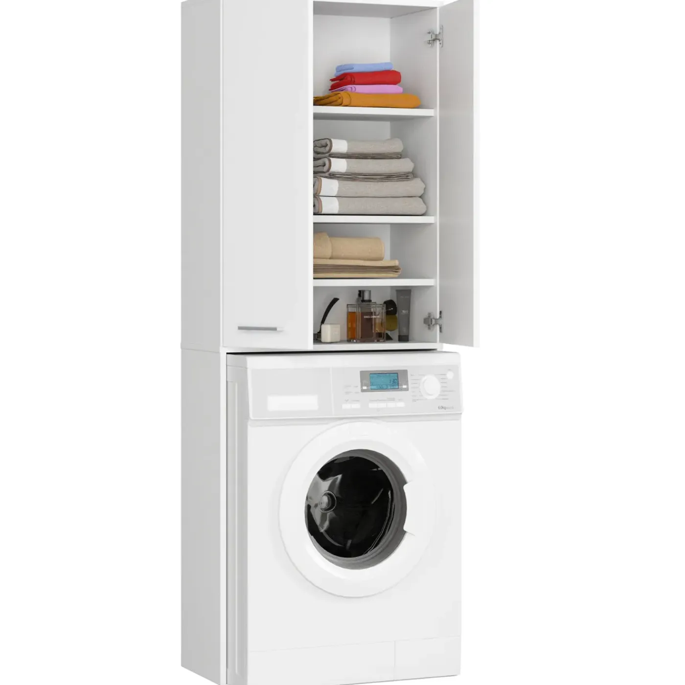 Akord -badkamerkast Voor Wasmachine 2 Deuren-wit-64x30x180
