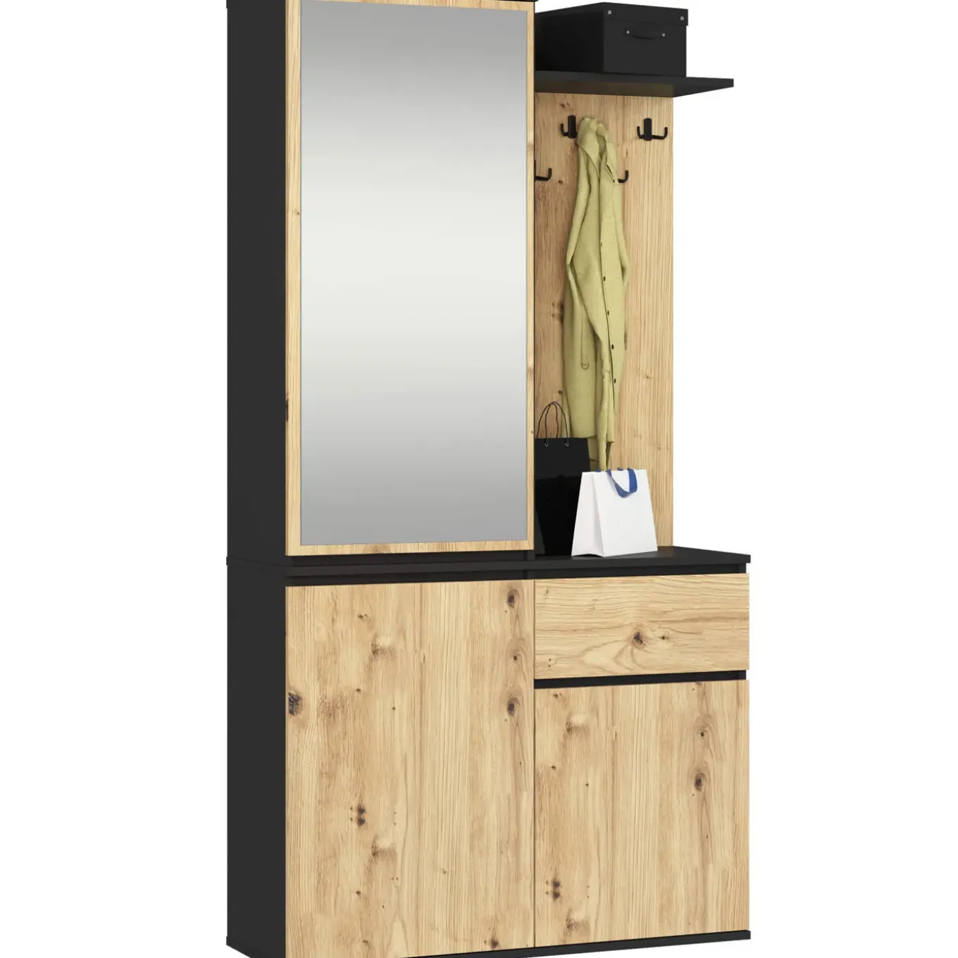 Akord Halmeubel Entro Zwart/eiken Artisan 95x35x183