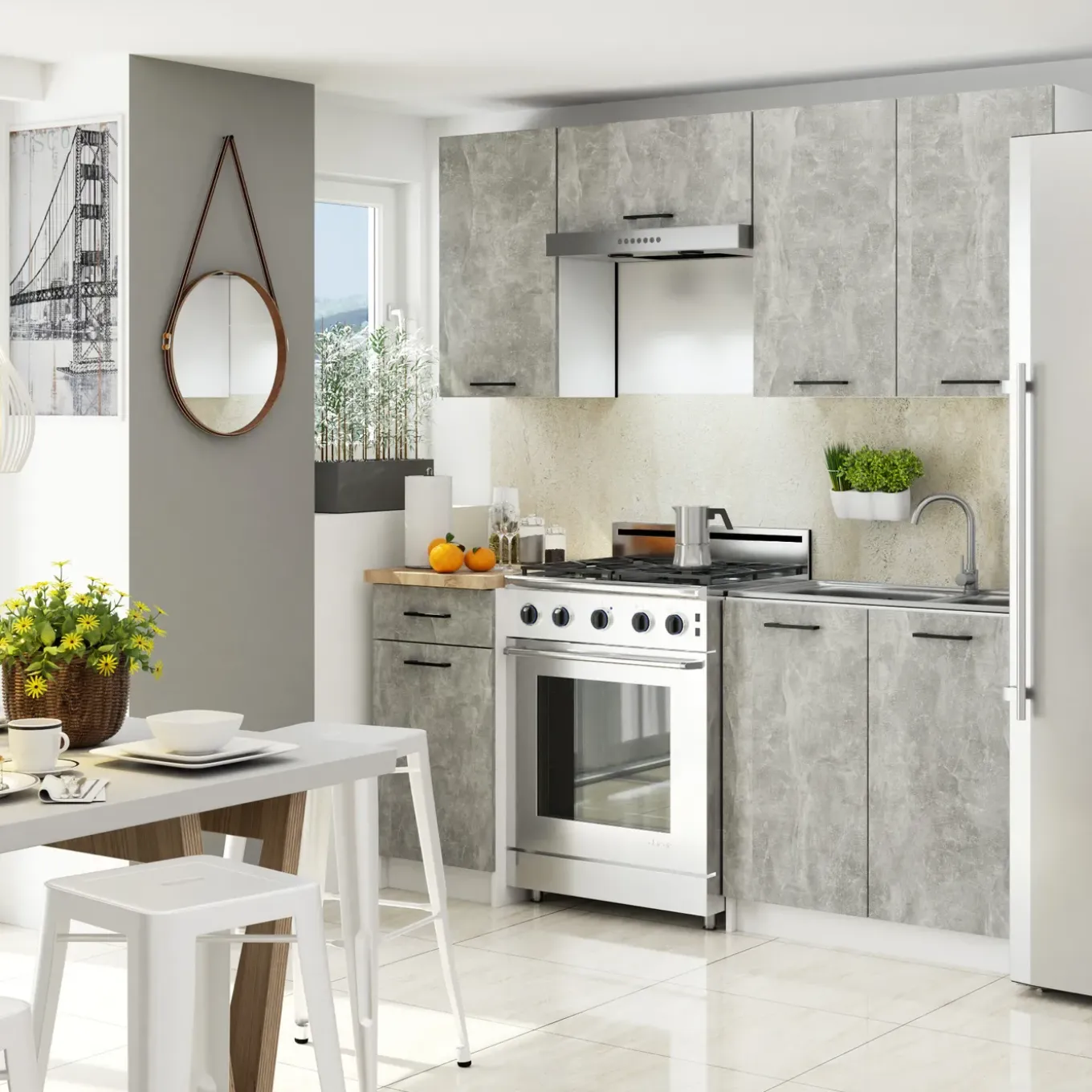 Akord-kast Oliwia-wit/beton-80x30x72