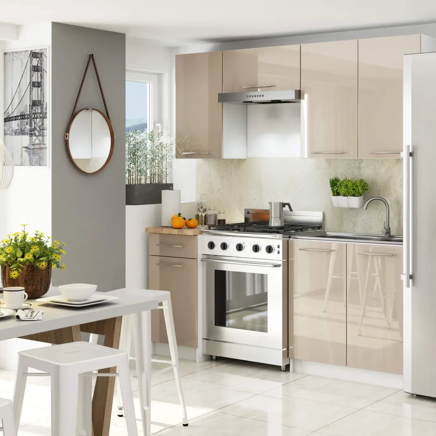 Akord -onderkast Keuken Oliwia-wit/cappuccino Glans-60x30x29
