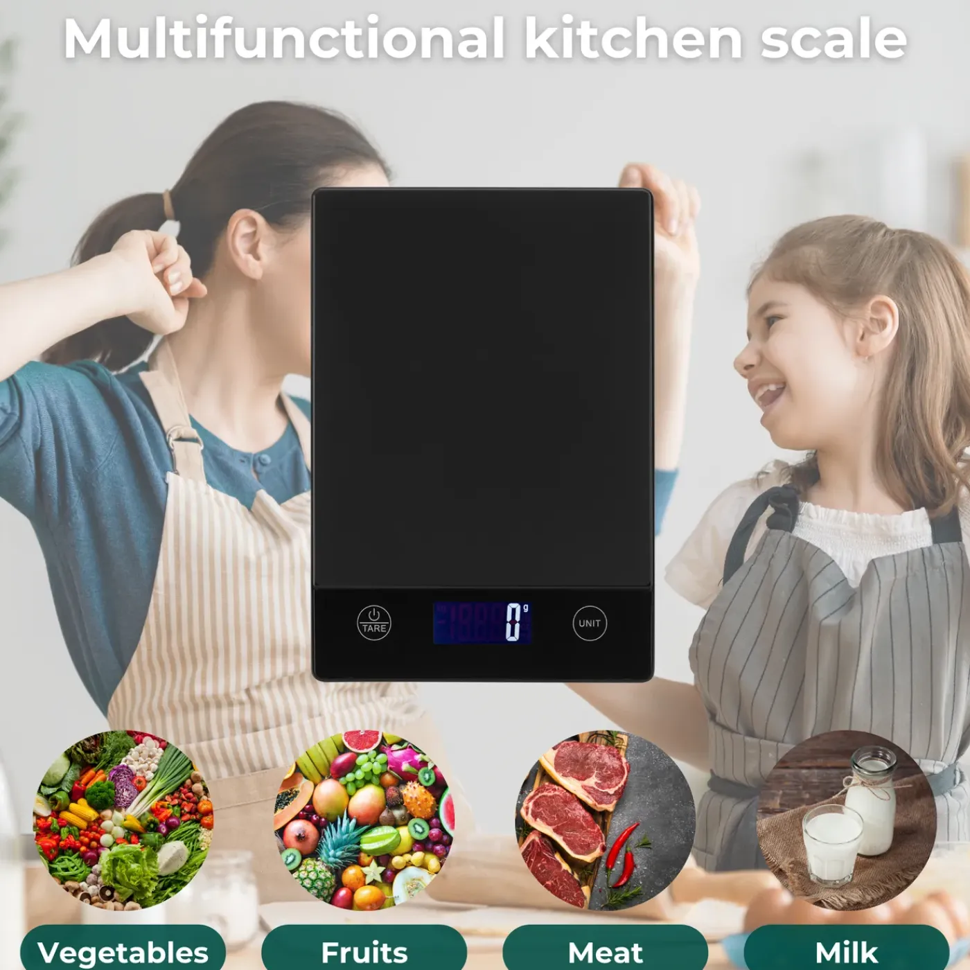 AKSA Home ® Digitale Keukenweegschaal - USB Oplaadbaar - 1gr tot 15kg – Tarra Functie