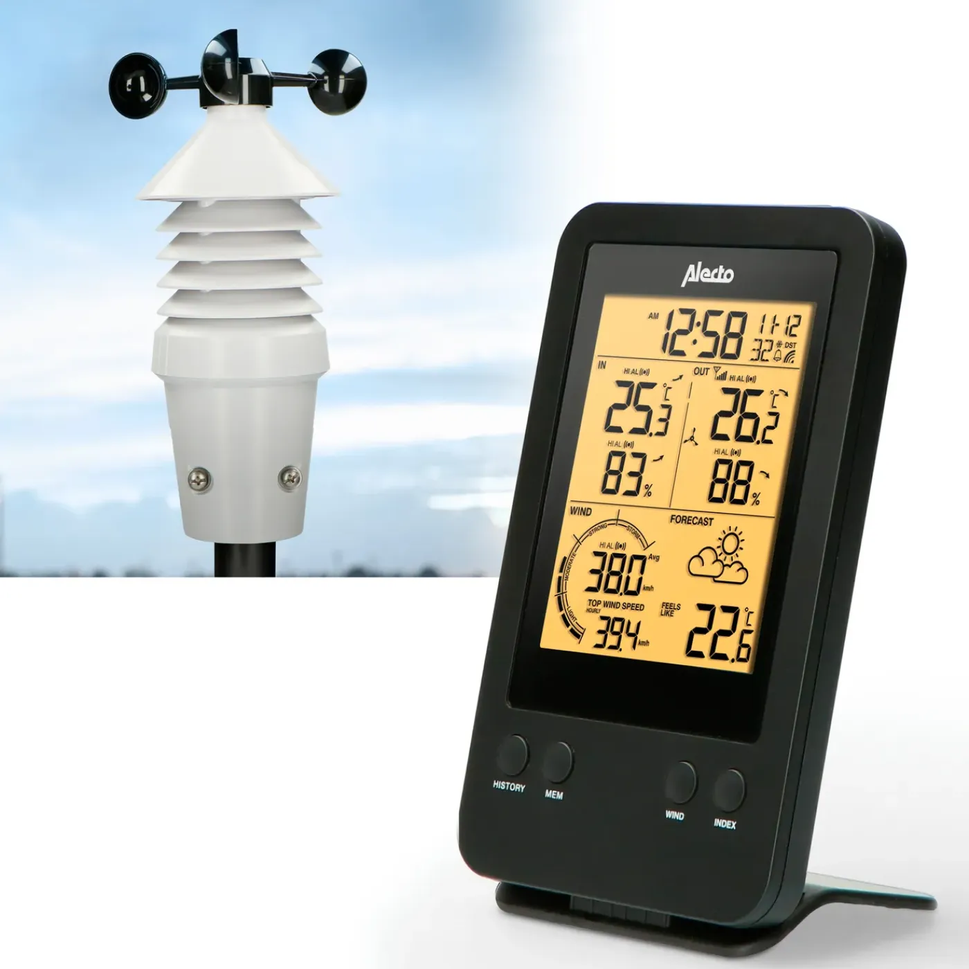 Alecto Weerstation WS-3400 - Draadloos - Met Buitensensor - 5,5" Display