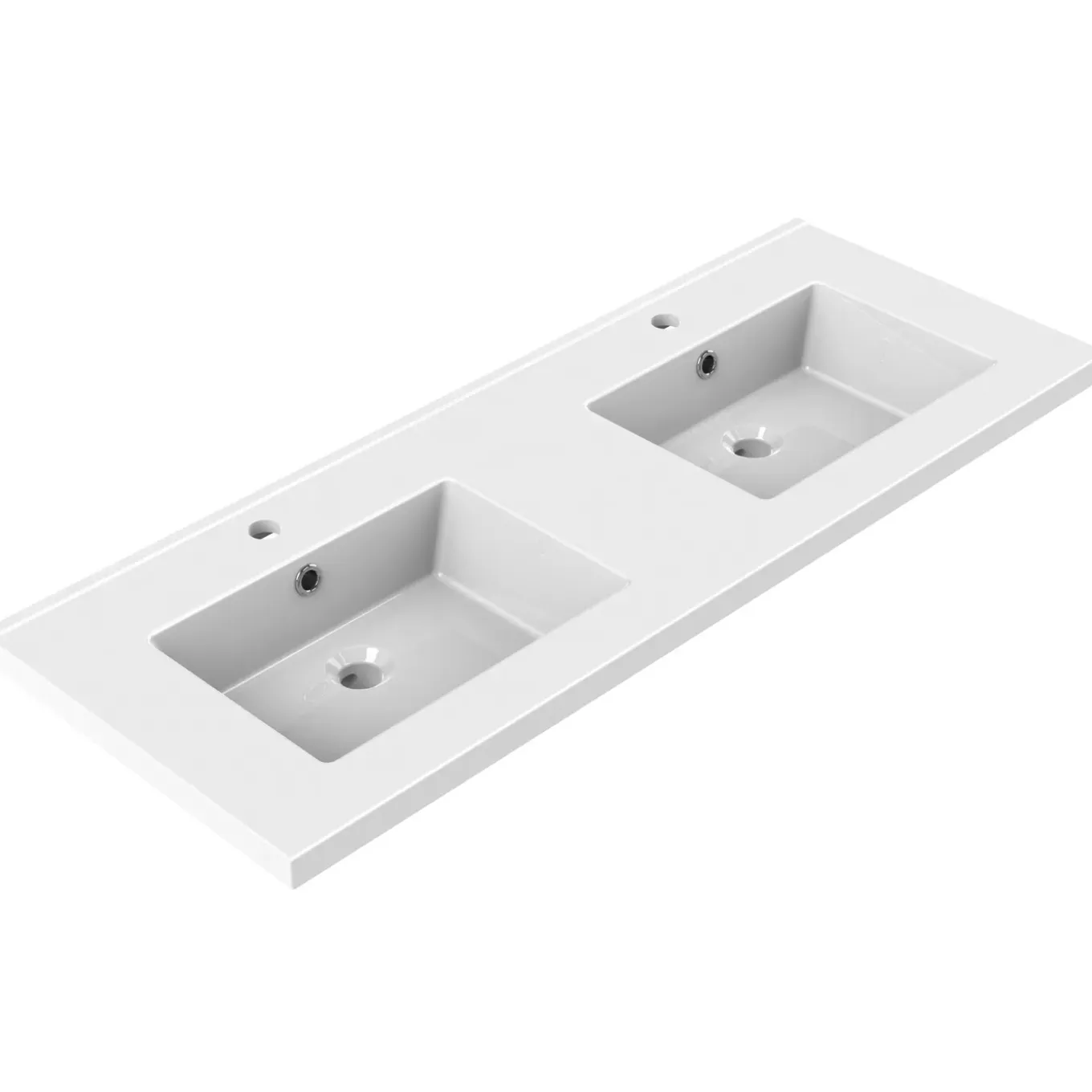 Allibert Dubbele Wastafel Tobi - Porselein - Rechthoekig - Wit - 120,5cm