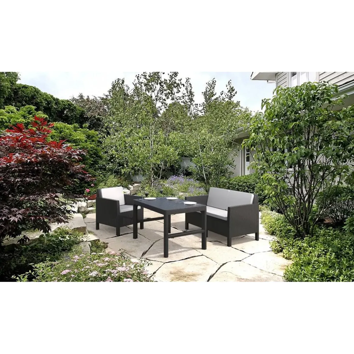 Allibert tuintafel Lyon verstelbaar antraciet 116x71,5x40/66cm
