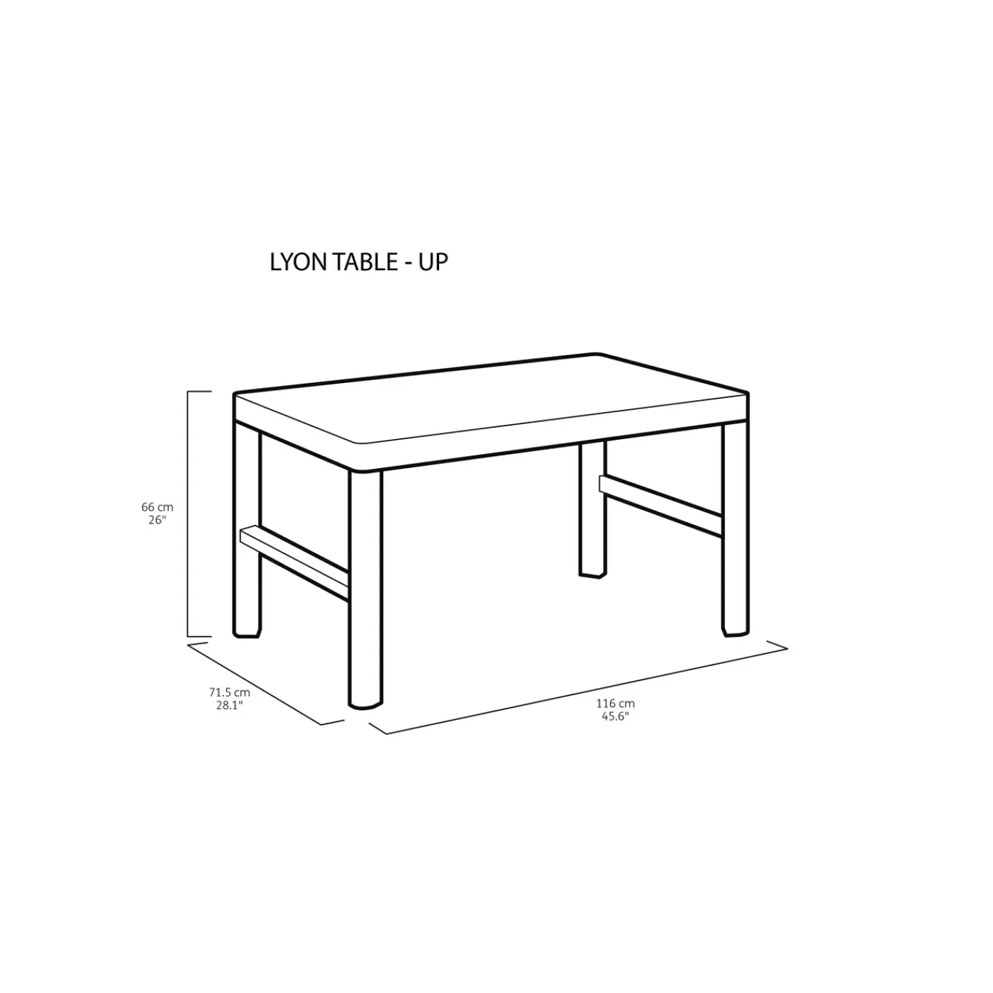 Allibert tuintafel Lyon verstelbaar antraciet 116x71,5x40/66cm
