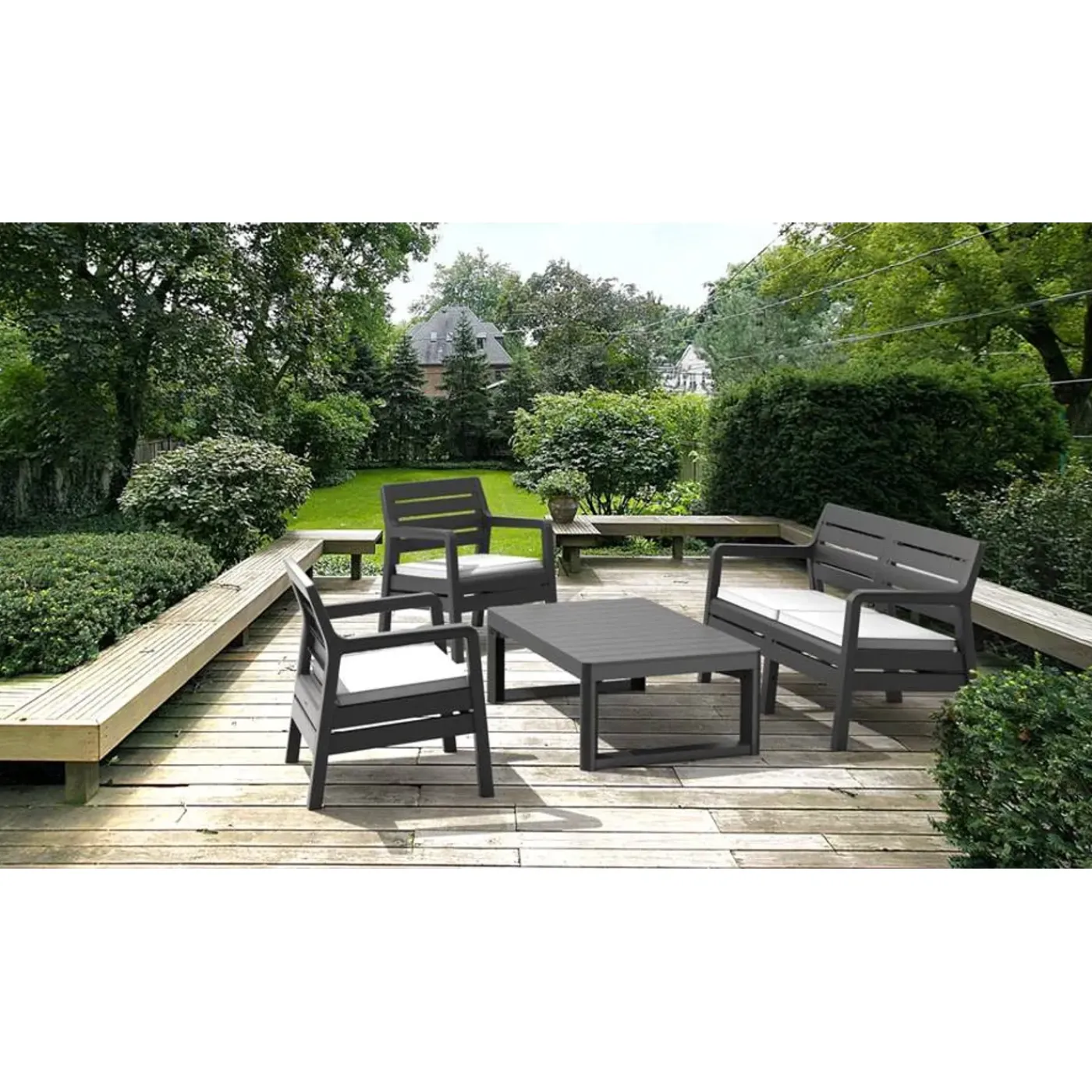 Allibert tuintafel Lyon verstelbaar antraciet 116x71,5x40/66cm