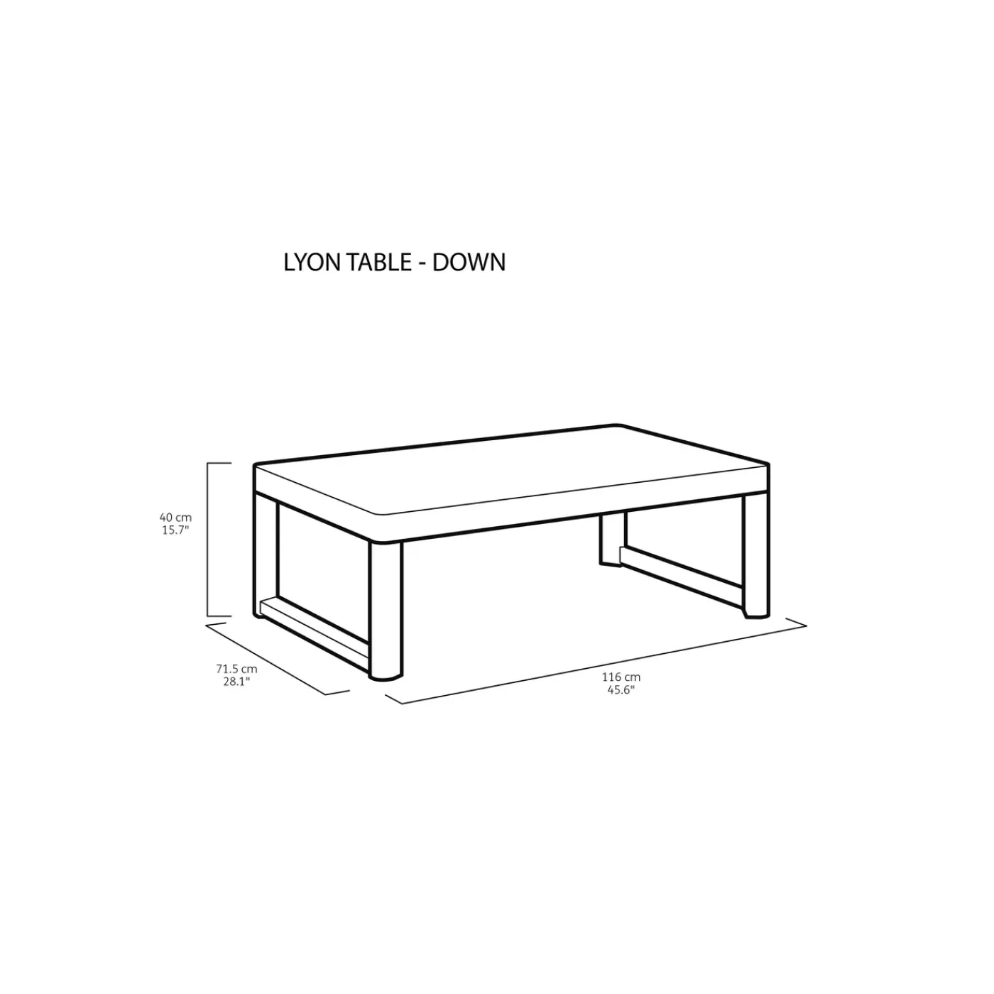 Allibert tuintafel Lyon verstelbaar antraciet 116x71,5x40/66cm