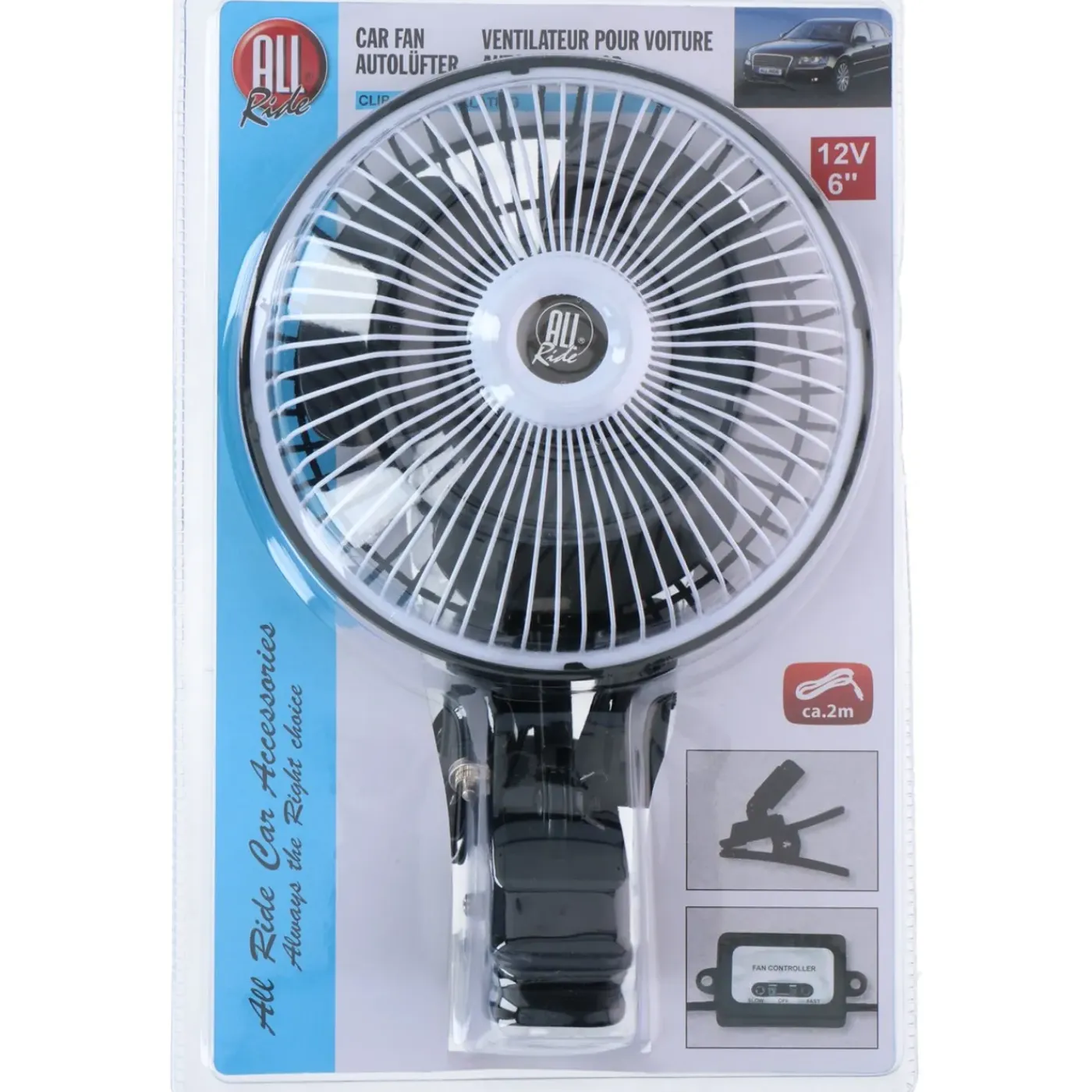 All Ride Autoventilator - 12 Volt - Met Clip - Oscillerend