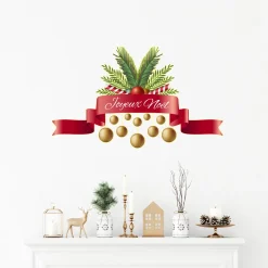 Ambiance Sticker - Muursticker - Kerstlintsticker Vrolijk Kerstmis - 40x65cm