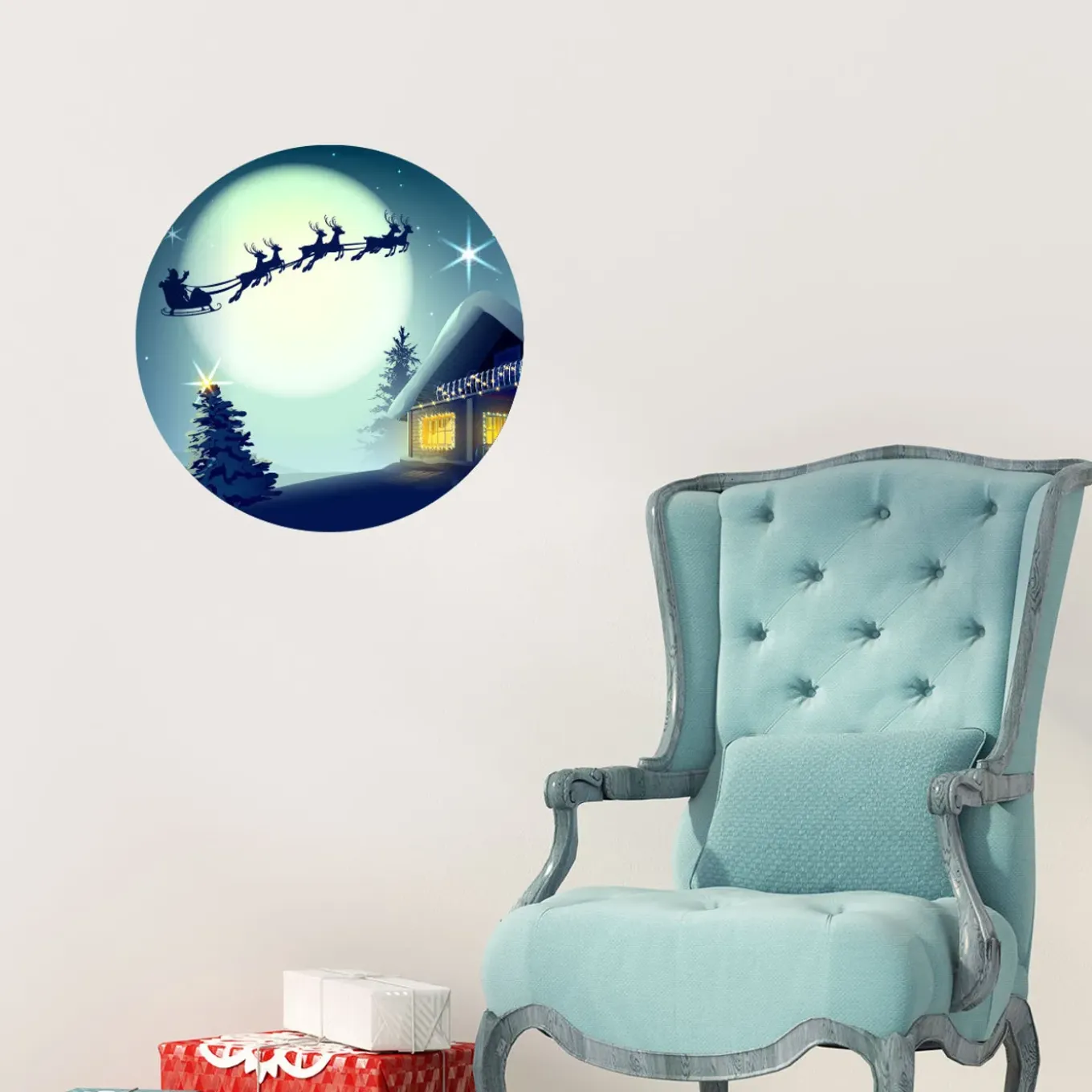 Ambiance Sticker - Muursticker - Kerststicker Van De Reis Van De Kerstman - 40x40cm