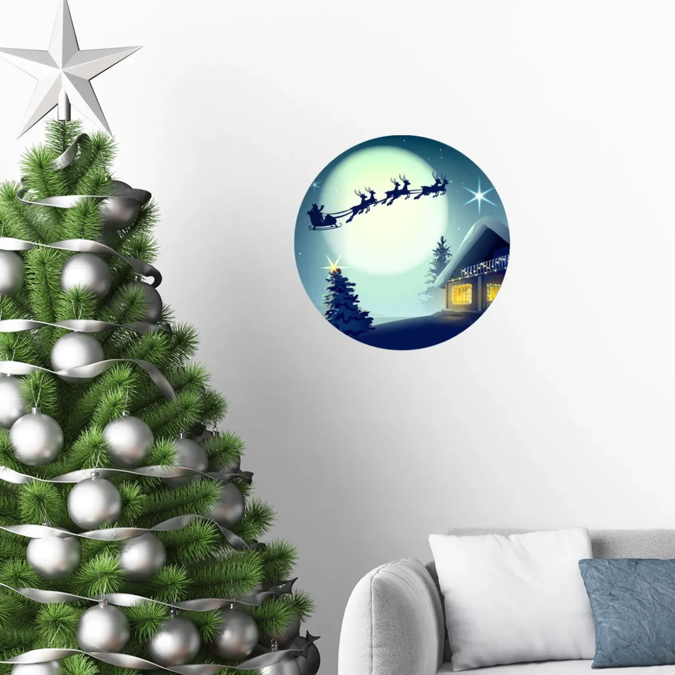 Ambiance Sticker - Muursticker - Kerststicker Van De Reis Van De Kerstman - 40x40cm
