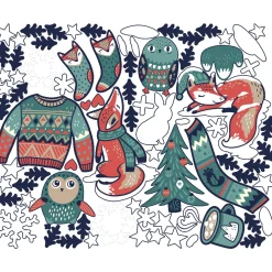 Ambiance Sticker - Muursticker - Kerststickers Wintervossen - Wintervos Kerststickers - 50x60cm