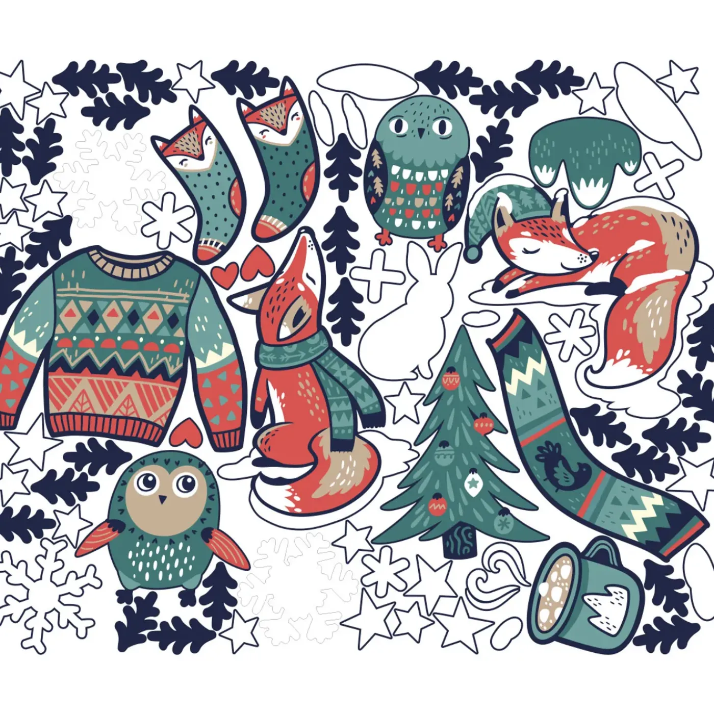 Ambiance Sticker - Muursticker - Kerststickers Wintervossen - Wintervos Kerststickers - 50x60cm
