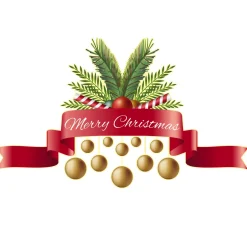 Ambiance Sticker - Muursticker - Kerststicker Lint En Tekst Fijne Kerst - Kerstlintstick - 120x195cm