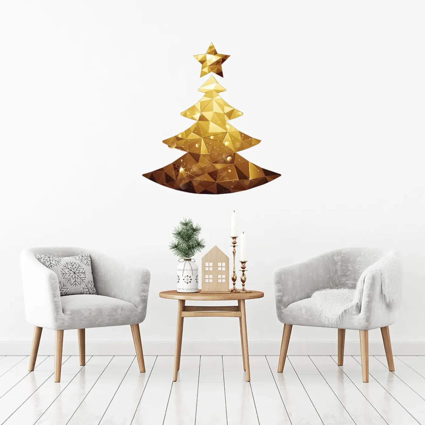 Ambiance Sticker - Muursticker - Origami Kerstboomsticker - 90x105cm