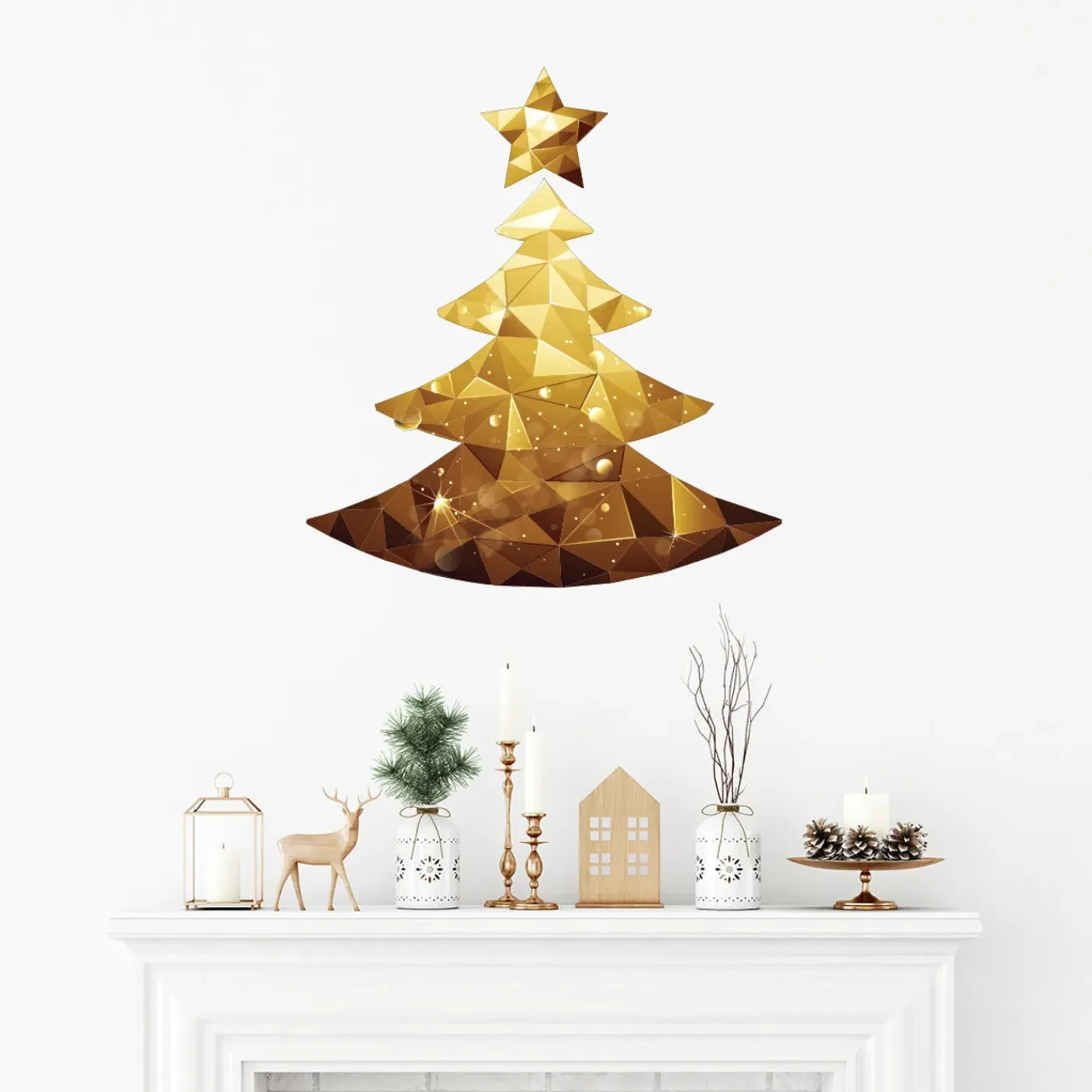 Ambiance Sticker - Muursticker - Origami Kerstboomsticker - 90x105cm