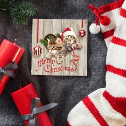 Ambiente Kerst Thema Servetten - 20x- 33 Cm - Poezen/katten Print