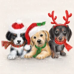 Ambiente Kerst Thema Servetten - 20x - 33 X 33 Cm - Honden Print