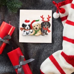 Ambiente Kerst Thema Servetten - 20x - 33 X 33 Cm - Honden Print