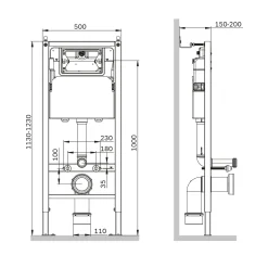 Am.pm Toiletset Gem Chroom | Wandcloset + Inbouwreservoir + Bedieningsplaat | Randloos Toiletpot