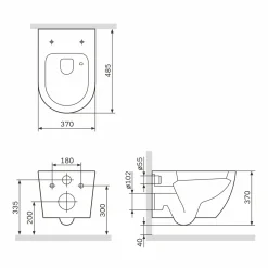 AM.PM Toiletset Like Wit - Wandcloset - Inbouwreservoir - Bedieningsplaat (rond, Chroom)