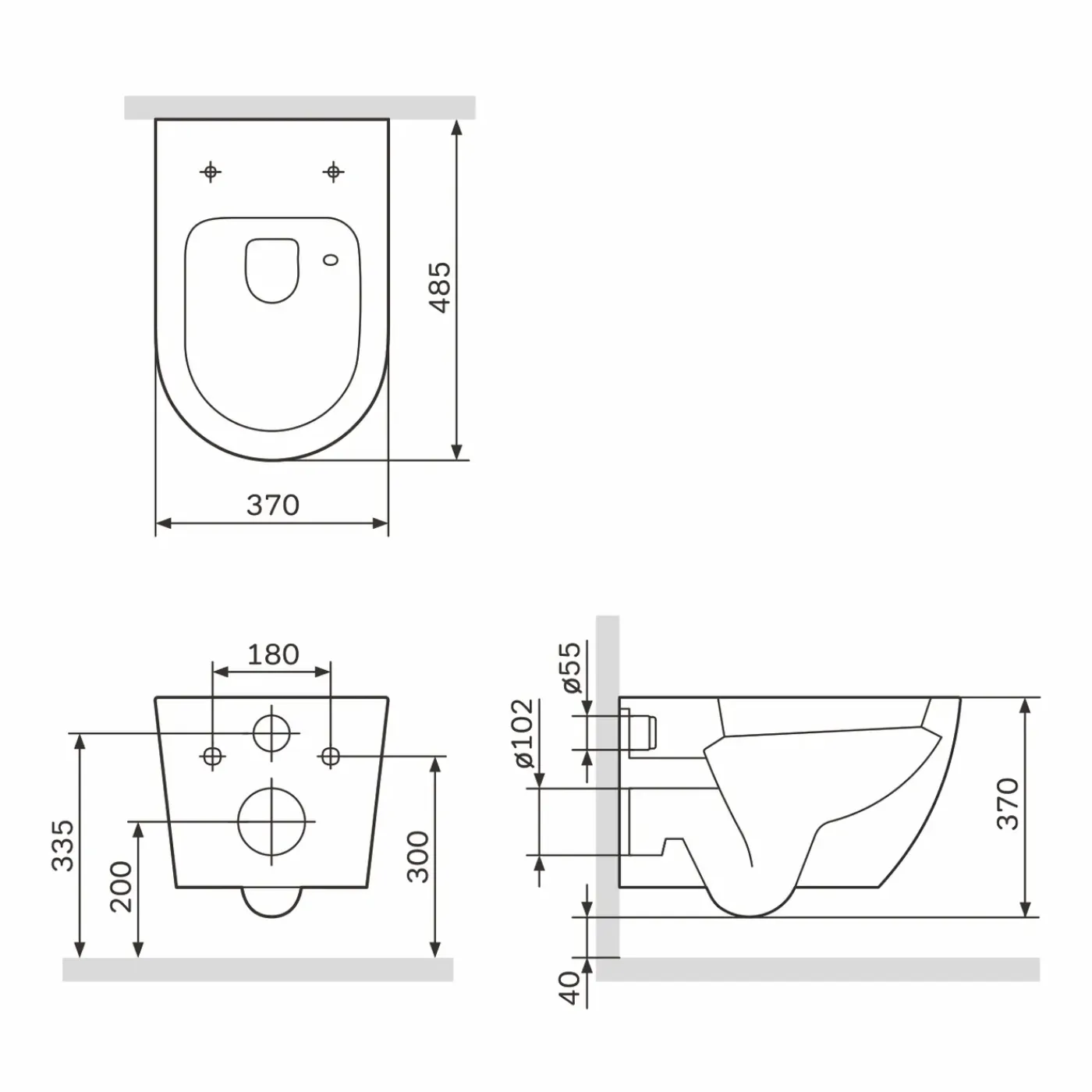 AM.PM Toiletset Like Wit - Wandcloset - Inbouwreservoir - Bedieningsplaat (rond, Chroom)