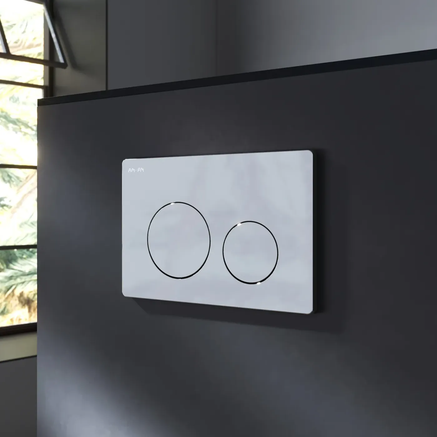 AM.PM Toiletset Like Wit - Wandcloset - Inbouwreservoir - Bedieningsplaat (rond, Chroom)