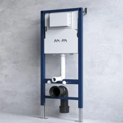 AM.PM Toiletset Like Wit - Wandcloset - Inbouwreservoir - Bedieningsplaat (rond, Chroom)