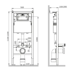 AM.PM Toiletset Like Wit - Wandcloset - Inbouwreservoir - Bedieningsplaat (rond, Chroom)