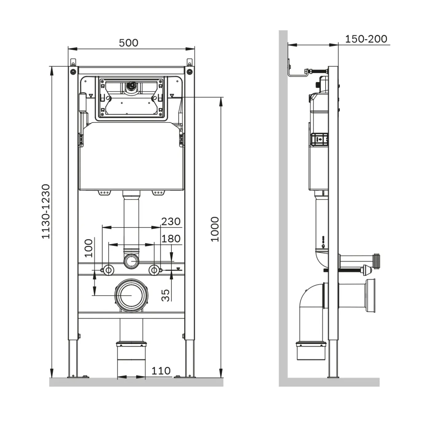 AM.PM Toiletset Like Wit - Wandcloset - Inbouwreservoir - Bedieningsplaat (rond, Chroom)