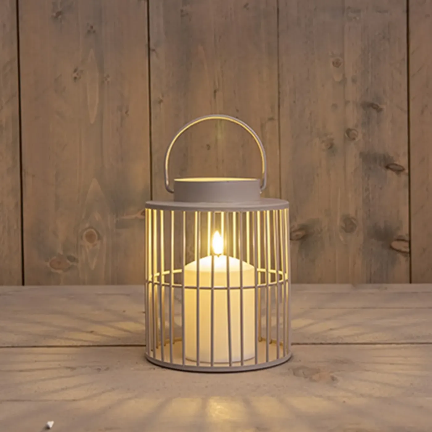 Anna's Collection Anna Collection Buitenlamp Met Kaars - Beige/zand - 15 X 18 Cm - Tuinlamp