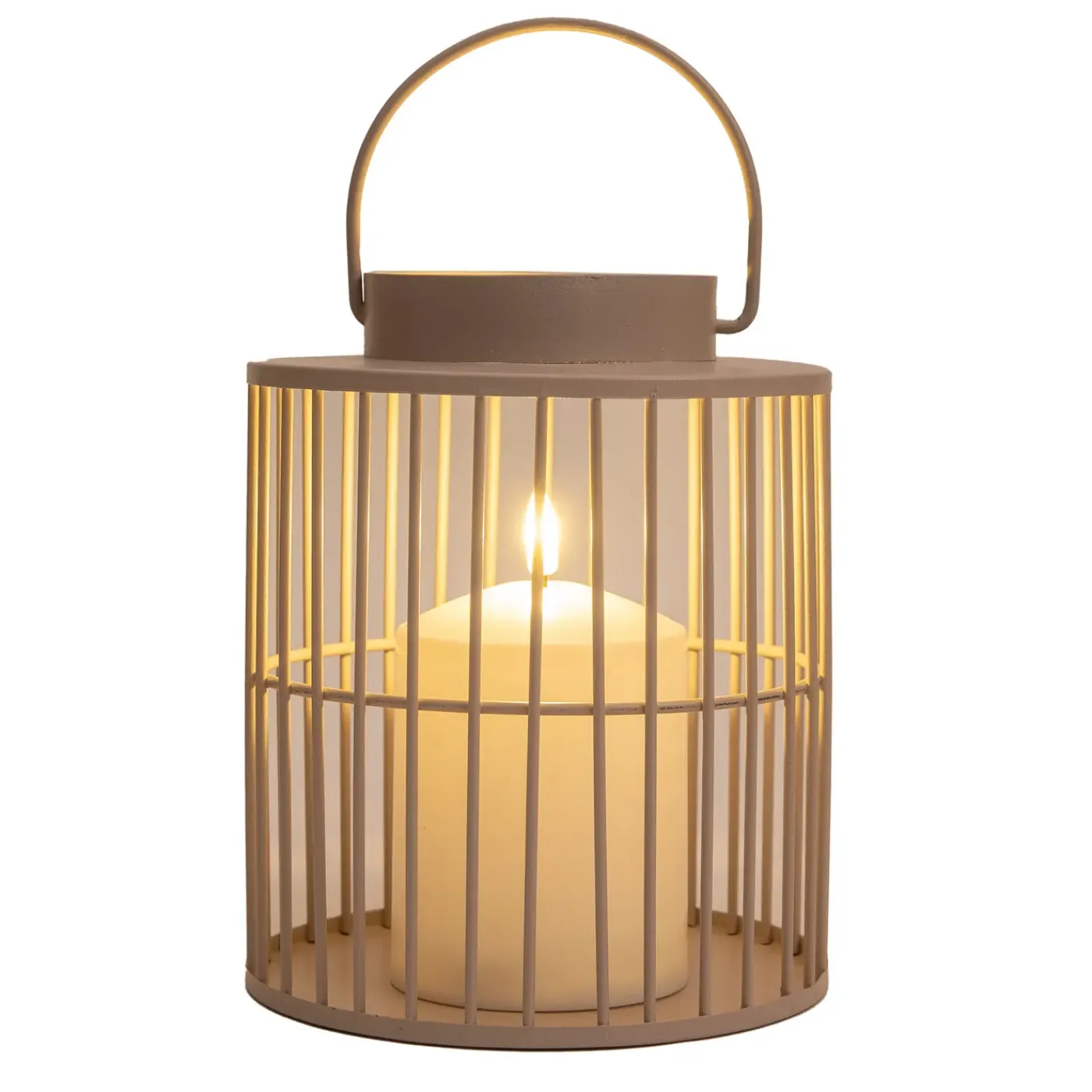 Anna's Collection Anna Collection Buitenlamp Met Kaars - Beige/zand - 15 X 18 Cm - Tuinlamp