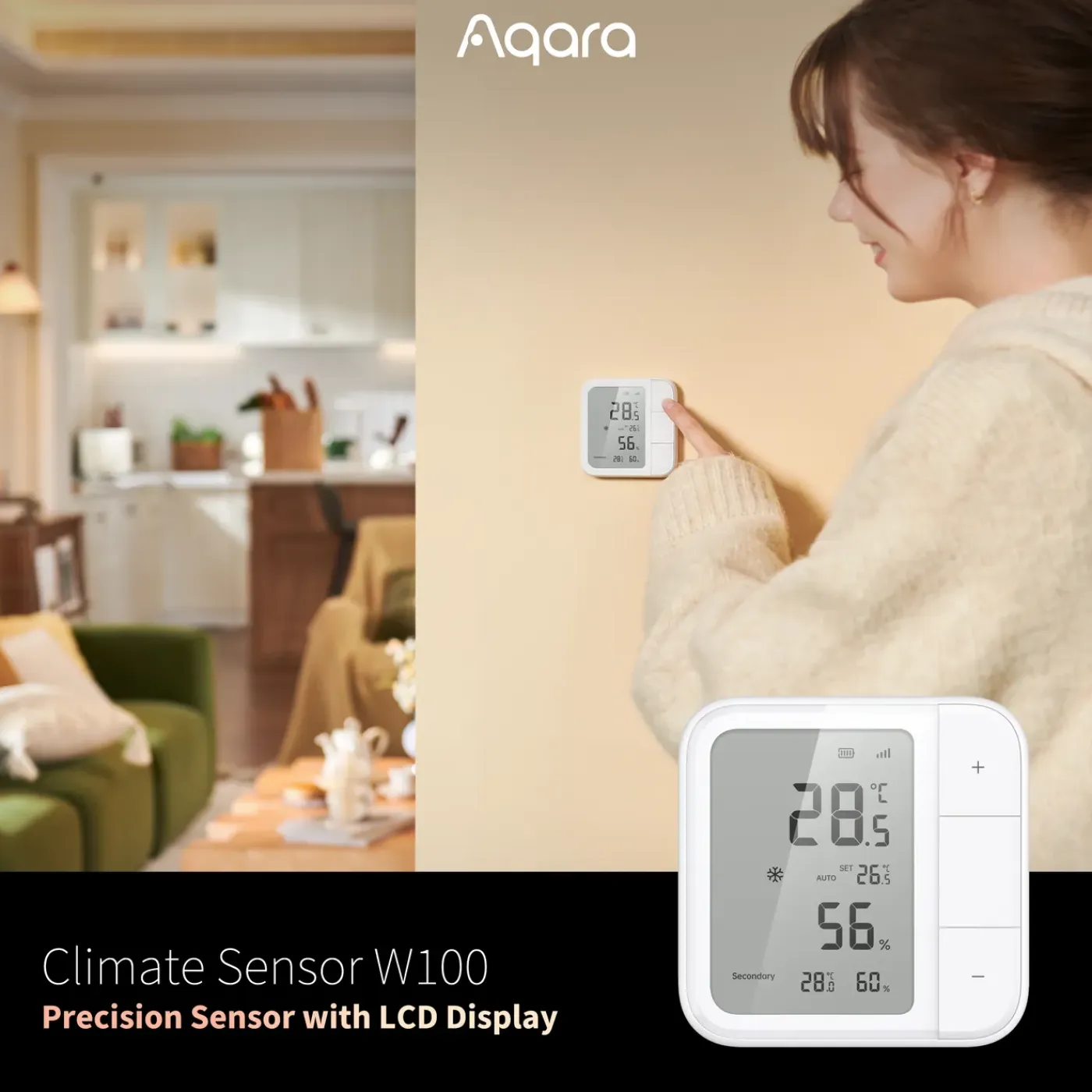 Aqara temperatuur- en vochtigheidssensor Climate Sensor W100 - omgevingssensor - slim