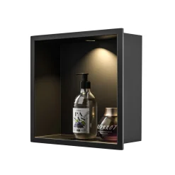 Aquavik Inbouwnis Lysbygg Met Led Licht 30x30x7 Cm Mat Zwart