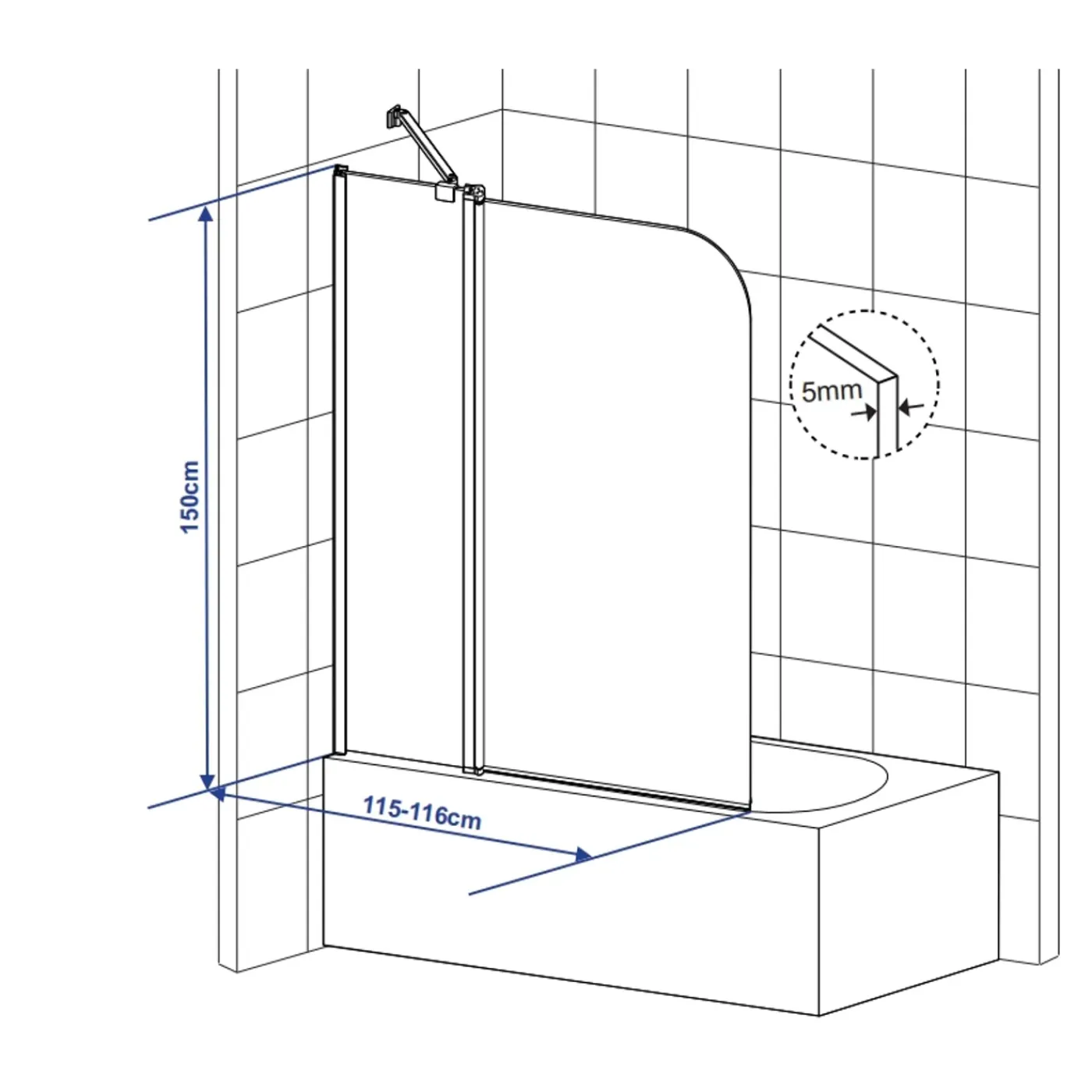 AquaVive – Praxis Eigen Merk AquaVive badwand Fiji 115x150cm chroom