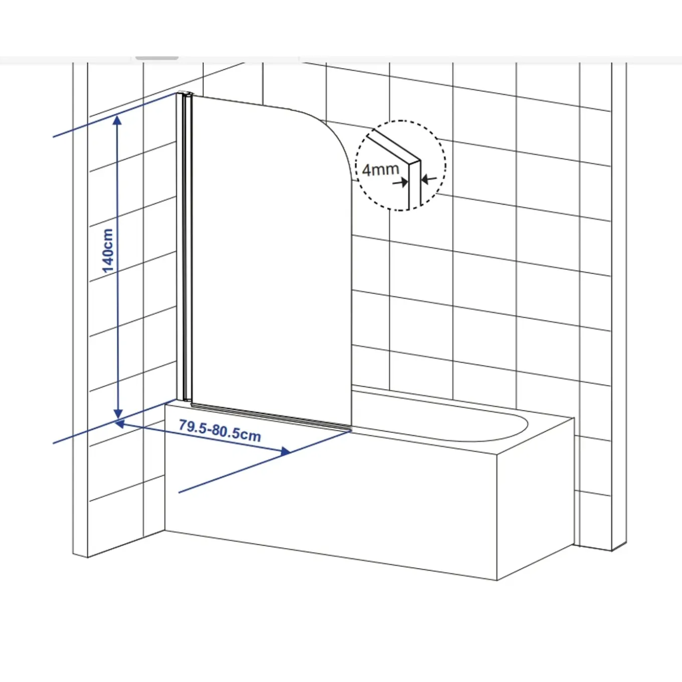AquaVive badwand Lipari 140x80cm chroom
