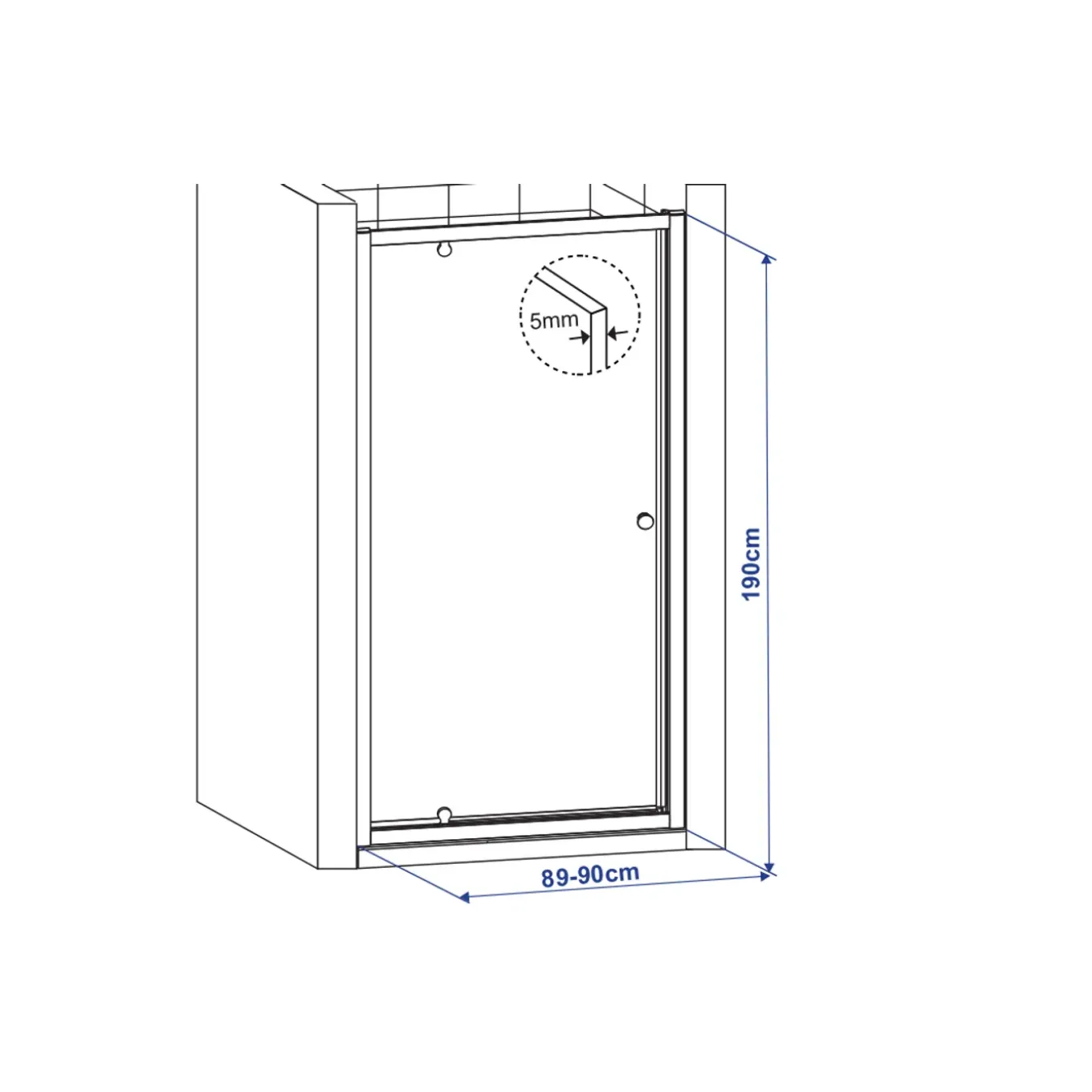 AquaVive - Douchedeur Zanzibar 90 x 190CM - Chroom Profiel - 5 mm Helder Glas
